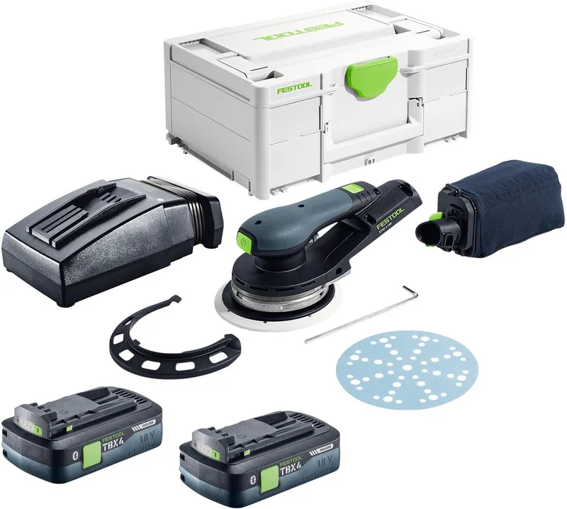 ETSC 2 150-Basic accu-excentrische schuurmachine 18 V 150 mm borstelloos + 2x accu 4,0 Ah + oplader + Systainer van Festool – productafbeelding