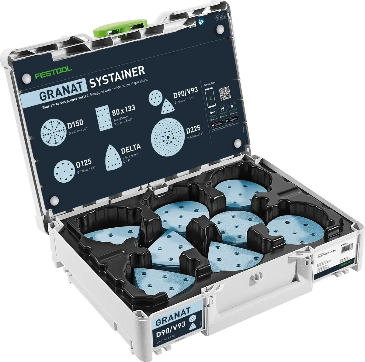 Festool 578196 Schleifscheiben-Box Durchmesser 90 mm Körnung (num)=60, 80, 120, 180 1 St. från Festool – produktbild