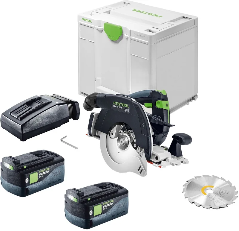 HKC 55 KEB-Basic accu-cirkelzaag 18 V 160 mm borstelloos + 2x accu 5,0 Ah + oplader + Systainer van Festool – productafbeelding
