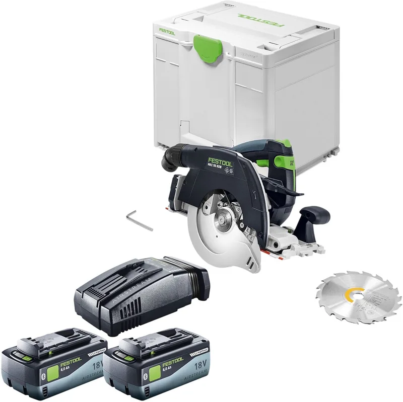 HKC 55 KEB-Basic accu-cirkelzaag 18 V 160 mm borstelloos + 2x accu 8,0 Ah + oplader + Systainer van Festool – productafbeelding