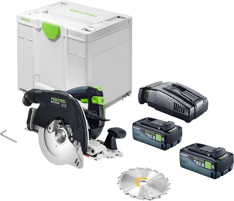 HKC 55 KEB-Basic accu-handcirkelzaag 18 V 160 mm borstelloos + 2x accu 8,0 Ah + snellader + Systainer von Festool – Produktbild