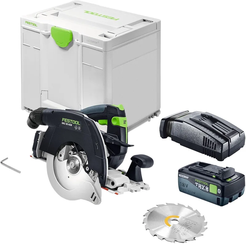 HKC 55 KEB-Basic accu-handcirkelzaag 18 V 160 mm borstelloos + 1x accu 8,0 Ah + snellader + Systainer von Festool – Produktbild