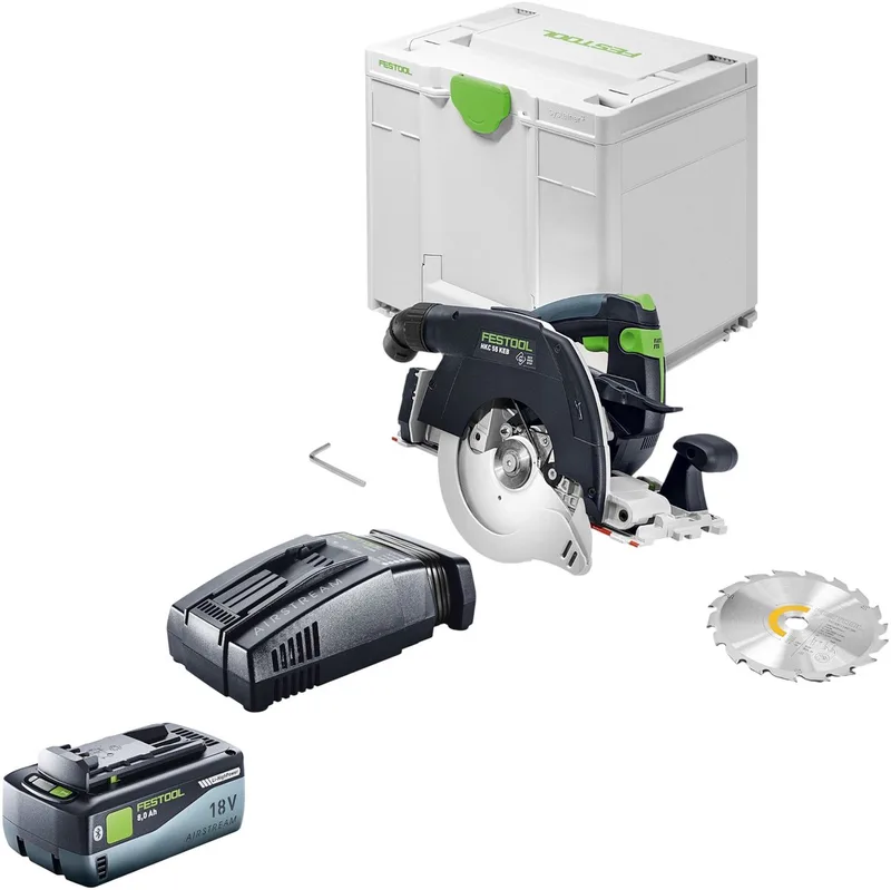 HKC 55 KEB-Basic accu-handcirkelzaag 18 V 160 mm borstelloos + 1x accu 8,0 Ah + oplader + Systainer van Festool – productafbeelding