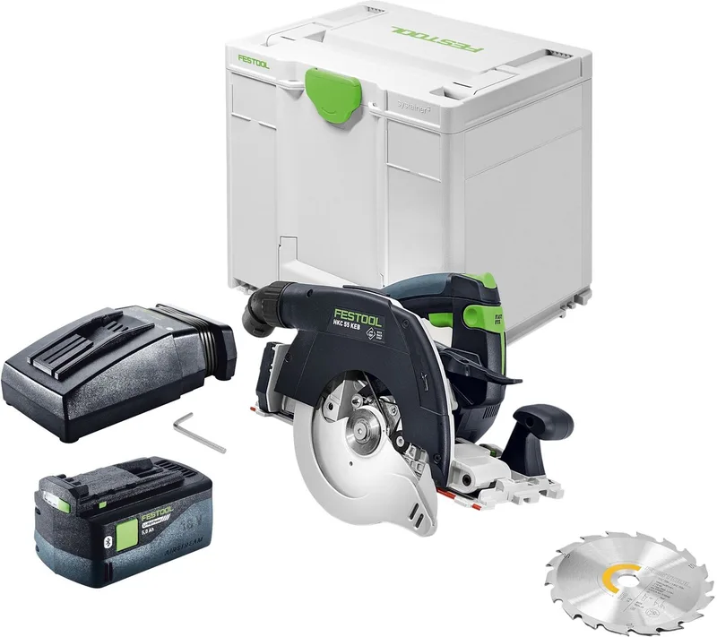 HKC 55 KEB-Basic accu-handcirkelzaag 18 V 160 mm borstelloos + 1x accu 5,0 Ah + oplader + Systainer van Festool – productafbeelding