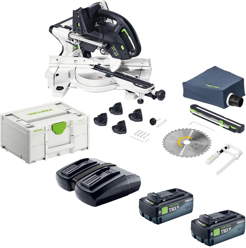 KAPEX KSC 60 EB-Basic accu-afkort- en trekzaag 18 V / 36 V 216 mm borstelloos + 2x accu 8,0 Ah + dubbele lader + Systainer de Festool – image du produit