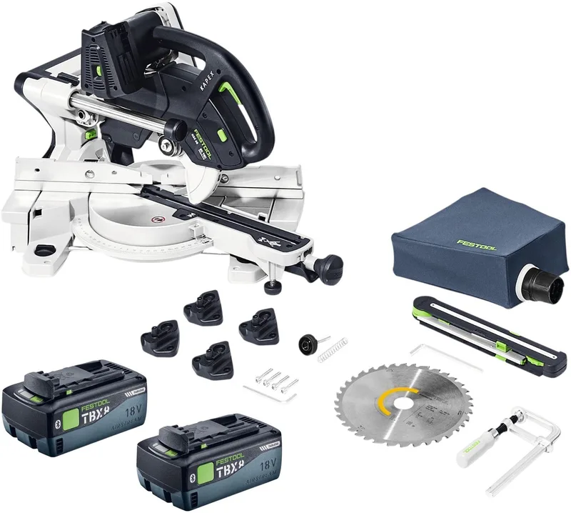 KAPEX KSC 60 EB-Basic accu-afkort- en trekzaag 18 V / 36 V 216 mm borstelloos + 2x accu 8,0 Ah - zonder lader de Festool – image du produit