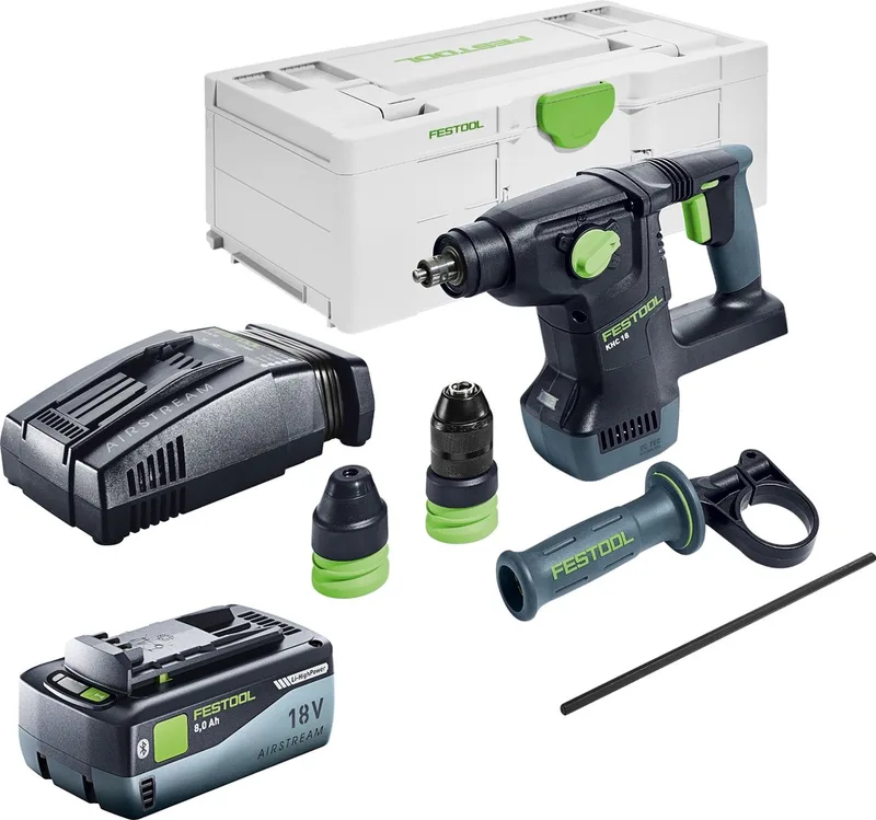 KHC 18 EB-Basic accu combihamer 18 V 2,6 J SDS-Plus Brushless + 1x accu 8,0 Ah + snellader + Systainer de Festool – image du produit