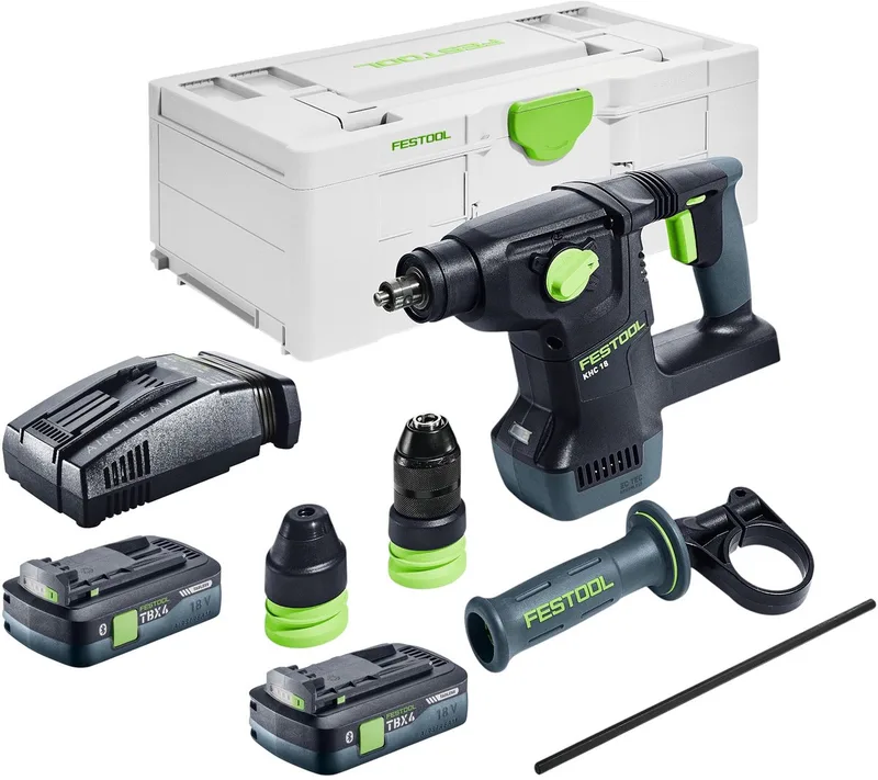 KHC 18 EB-Basic accu-combinatiehamer 18 V 2,6 J SDS-Plus Brushless + 2x accu 4,0 Ah + snellader + Systainer van Festool – productafbeelding