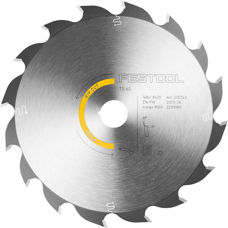 Kreissägeblatt HW 168x1,8x20 PW16 WOOD RIP CUT von Festool – Produktbild