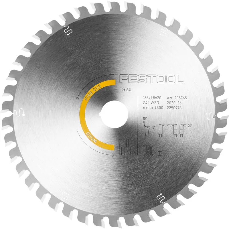 Ø 168mm Asgat 20mm 42T Cirkelzaagblad voor Hout | Wood Fine Cut - 205765 fra Festool – produktbillede