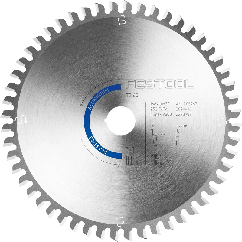 HW 168x1,8x20 F/FA 52 205767 Lame de scie circulaire 168 x 20 x 1.20 mm Nombre de dents: 52 1 pc(s) de Festool – image du produit