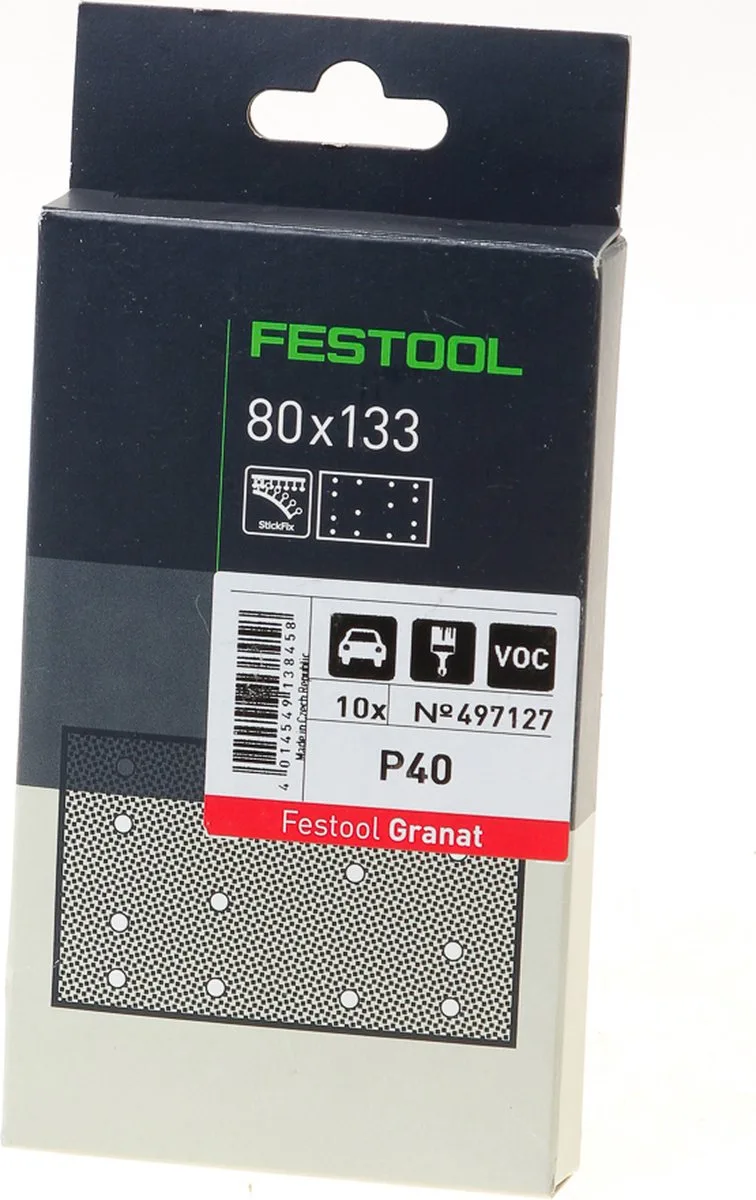 P40 80x133 Schuurstroken (10 stuks) - STF Granat - 497127 by Festool – product image 1 of 2