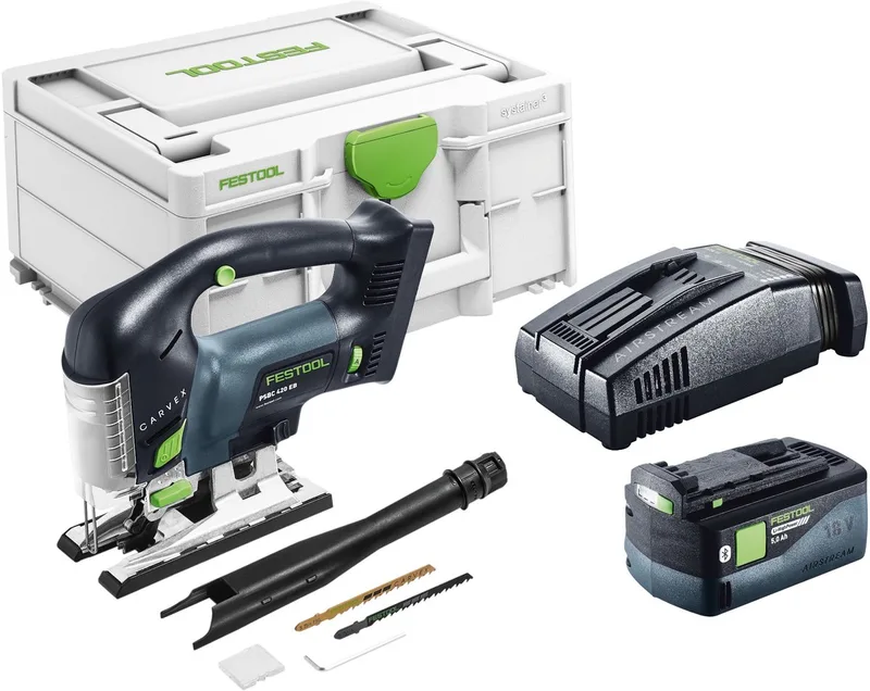PSBC 420 EB-Basic accu pendelzaag 18 V 120 mm borstelloos + 1x accu 5,0 Ah + snellader + Systainer de Festool – image du produit