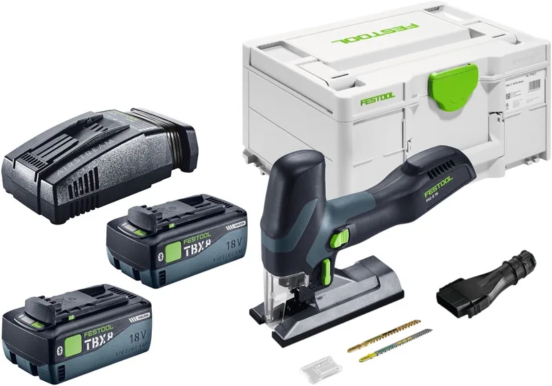 PSC-E 18 EB-Basic accu-pendelzaag 18 V 40 mm + 2x accu 8,0 Ah + oplader + Systainer van Festool – productafbeelding