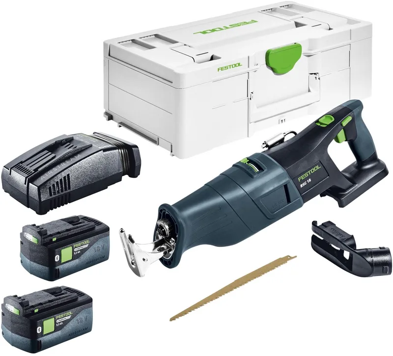 RSC 18 EB-Basic accu-reciprozaag 18 V borstelloos + 2x accu 5,0 Ah + snellader + Systainer van Festool – productafbeelding