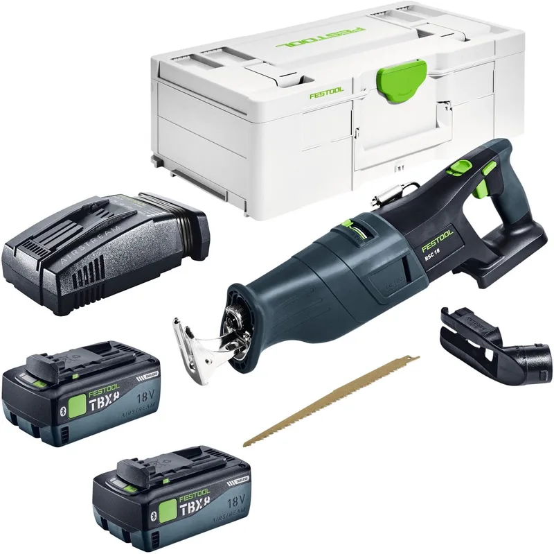 RSC 18 EB-Basic accu-reciprozag 18 V borstelloos + 2x accu 8,0 Ah + snellader + Systainer van Festool – productafbeelding