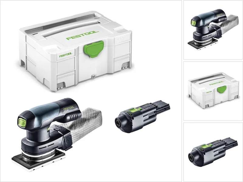 RTSC 400 18V eenhandige accu-schuifschuurmachine borstelloos in Systainer met ACA 220-240/18V Ergo-netadapter fra Festool – produktbillede