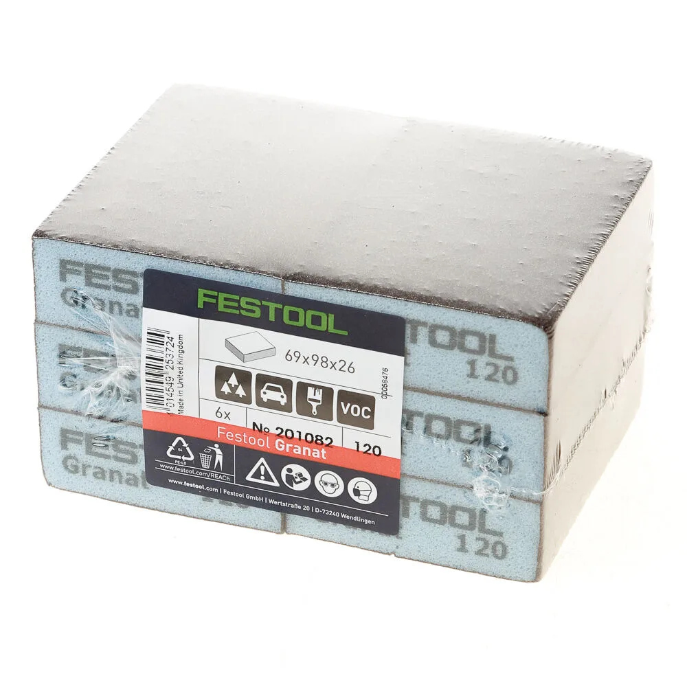 Festool 201082 Handslipblock Granat 69x98x26 120 GR/6 6 st från Festool – produktbild