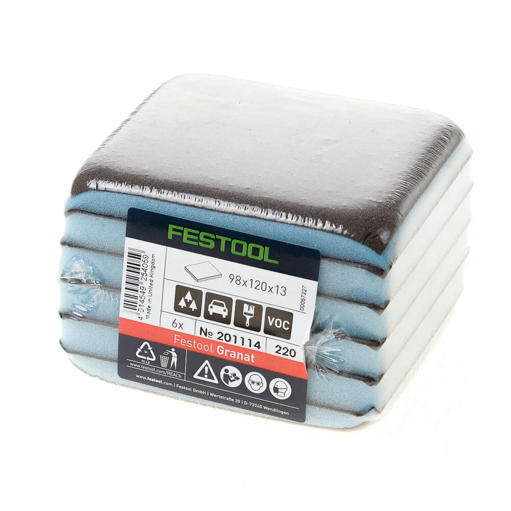 Schuurspons 98x120x13 6st P220 201114 fra Festool – produktbillede