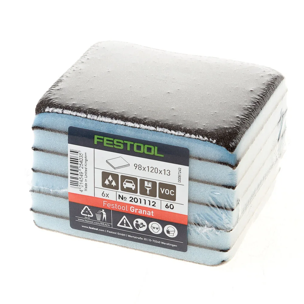 Schuurspons 98x120x13 6st P60 201112 fra Festool – produktbillede