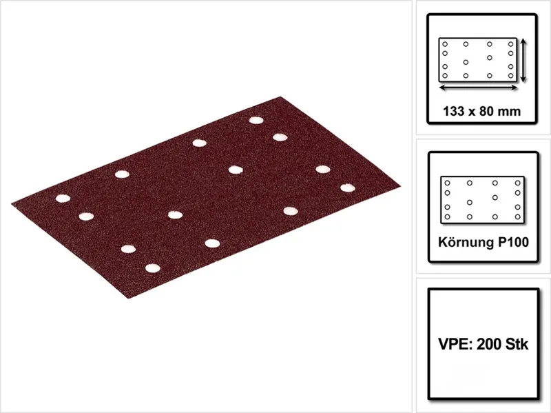 STF 80x133 RU2/50 schuurband Rubin 2 P100 80 x 133 mm 200 stuks ( 4x 499049 ) voor schuurschijf RTS 400, RTSC 400, RS 400, RS 4, LS 130 von Festool – Produktbild