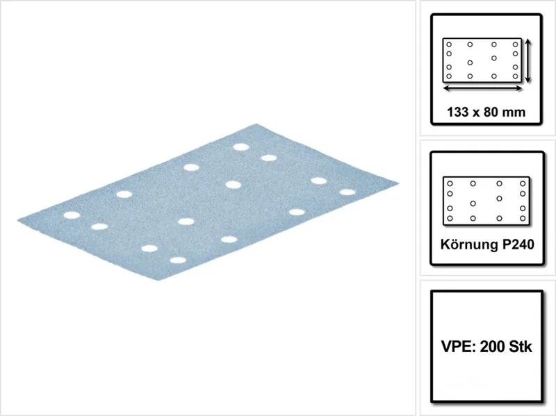 STF 80x133 schuurband granaat P240 80 x 133 mm 200 stuks ( 2x 497124 ) voor schuurschijf RTS 400, RTSC 400, RS 400, RS 4, LS 130 de Festool – image du produit