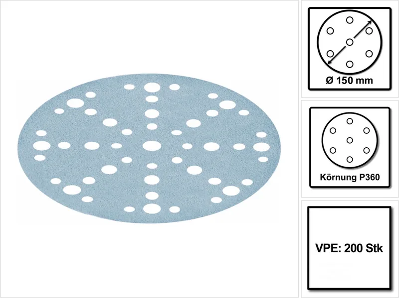 STF D150/48 Slijpschijven granaat P360 150 mm 100 st. ( 1x 575171 ) voor RO 150, ES 150, ETS 150, ETS EC 150, LEX 150, WTS 150, HSK-D 150 van Festool – productafbeelding