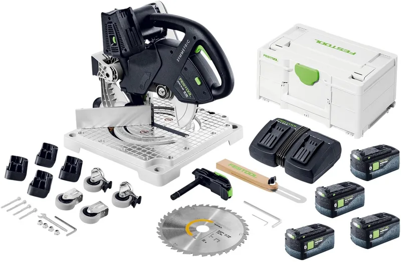 SYMC 70 EB-Basic SYMMETRIC accu-profielzaag 36 V (2 x 18 V) 216 mm + 4x accu 5,0 Ah + dubbele lader + Systainer by Festool – product image