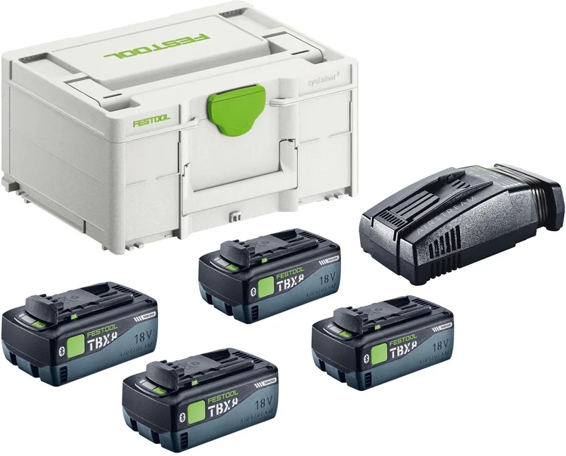 SYS 18V 4xTBX8/SCA16 energieset met 4x BP 18 TBX 8 ASI-accu 18 V 8,0 Ah (4x 578746) + SCA 16-lader (576953) + Systainer by Festool – product image