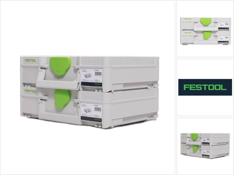 Systainer-set 2x SYS3 M 112 ( 2x 204840 ) 7,7 liter 396x296x112 mm gereedschapskoffer koppelbaar von Festool, Grau – Produktbild