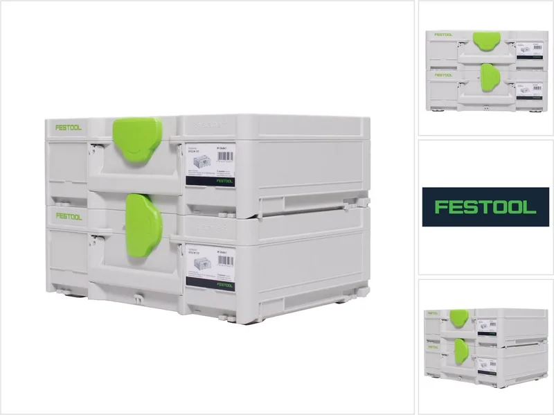 Systainer Set 2x SYS3 M 137 ( 2x 204841 ) 10,4 liter 396x296x137mm gereedschapskoffer koppelbaar von Festool, Grau – Produktbild