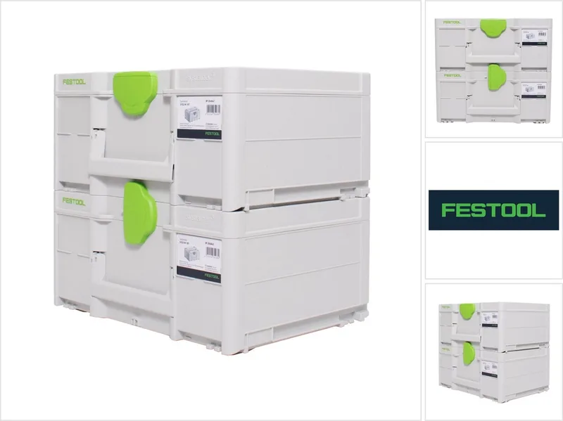 Systainer-set 2x SYS3 M 187 ( 2x 204842 ) 15,9 liter 396x296x187mm Gereedschapskoffer koppelbaar van Festool, Wit – productafbeelding