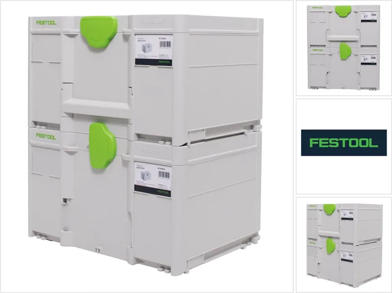 Systainer-set 2x SYS3 M 337 ( 2x 204844 ) 32,4 liter 396x296x337 mm gereedschapskist koppelbaar von Festool, Grau – Produktbild
