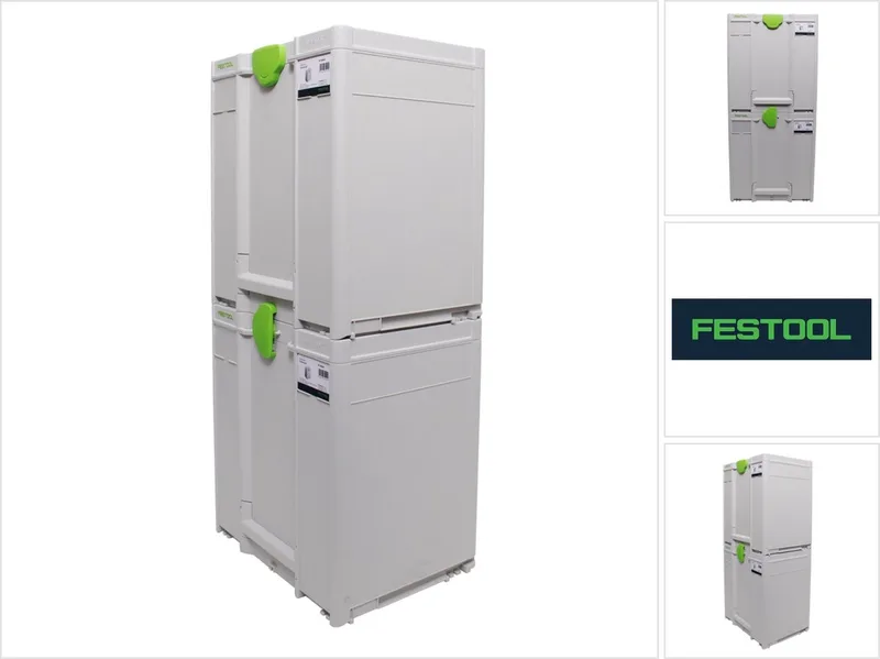 Systainer-set 2x SYS3 M 437 ( 2x 204845 ) 43,1 liter 396x296x437mm gereedschapskoffer koppelbaar de Festool, Blanc – image du produit