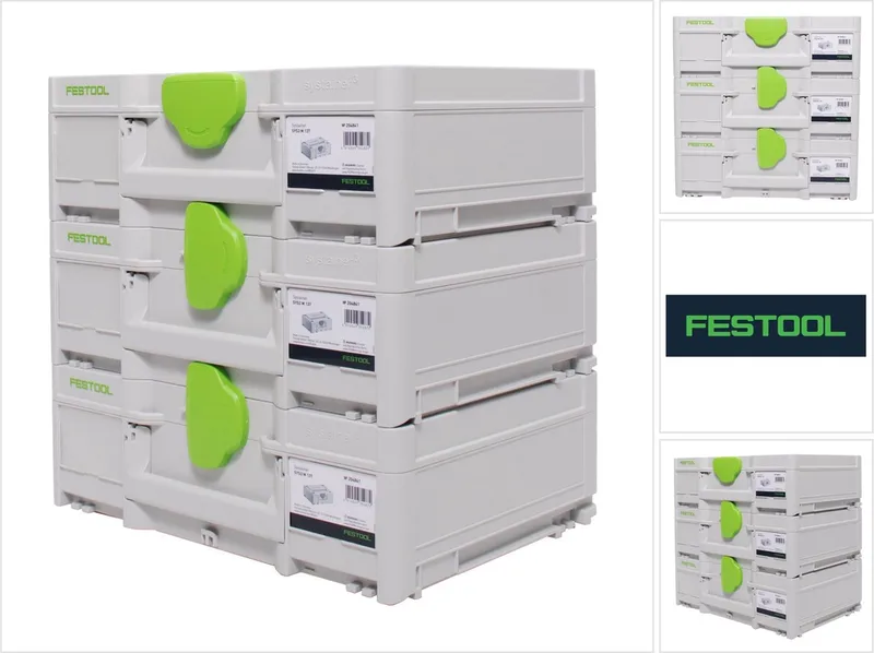 Systainer-set 3x SYS3 M 137 ( 3x 204841 ) 10,4 liter 396x296x137 mm gereedschapskist koppelbaar von Festool, Grau – Produktbild