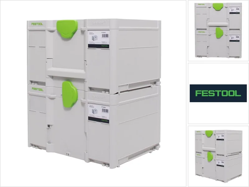 Systainerset 2x SYS3 M 237 ( 2x 204843 ) 21,4 liter 396x296x237mm Gereedschapskoffer, koppelbaar von Festool, Grün – Produktbild