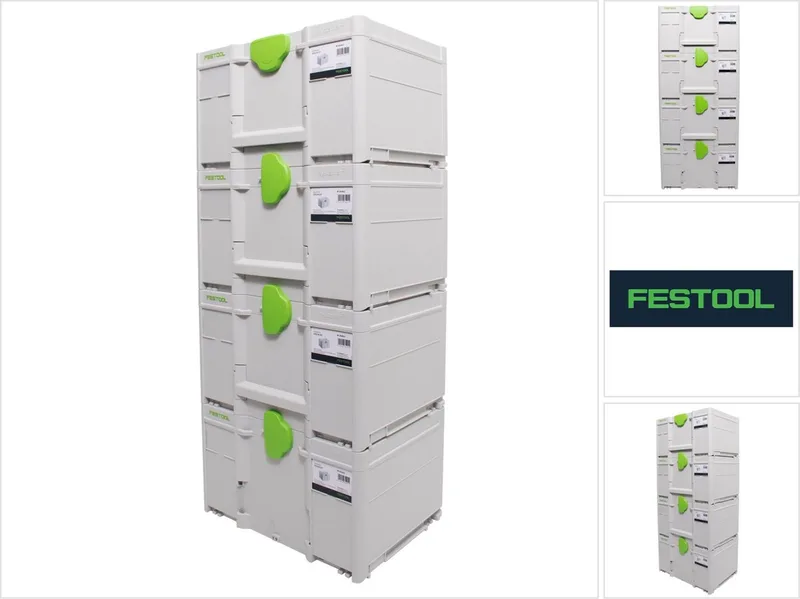 Systainerset 4x SYS3 M 237 ( 4x 204843 ) 21,4 liter 396x296x237mm Gereedschapskoffer koppelbaar von Festool, Grün – Produktbild