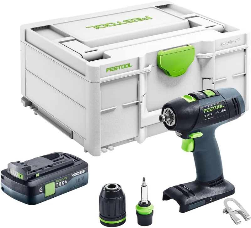 T 18+3-Basic accuboormachine 18 V 50 Nm borstelloos + 1x accu 4,0 Ah + Systainer - zonder oplader de Festool – image du produit