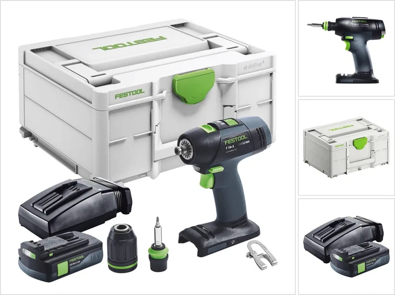 T 18+3 Basic accuboormachine 18 V 50 Nm borstelloos + 1x accu 3,0 Ah + oplader + Systainer by Festool – product image
