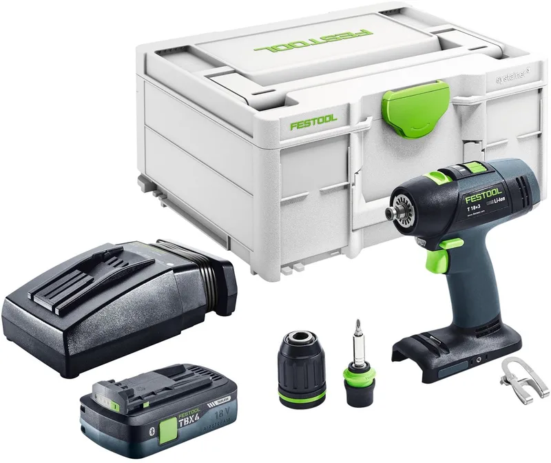 T 18+3-Basic accuboormachine 18 V 50 Nm borstelloos + 1x accu 4,0 Ah + oplader + Systainer von Festool – Produktbild