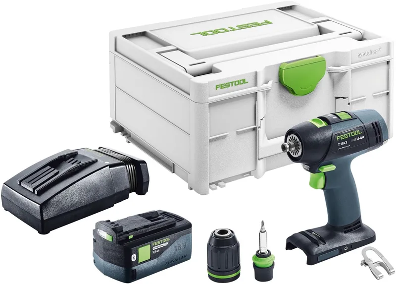 T 18+3-Basic accuboormachine 18 V 50 Nm borstelloos + 1x accu 5,0 Ah + oplader + Systainer de Festool – image du produit