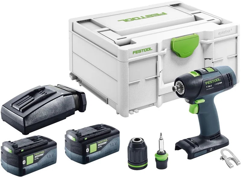 T 18+3-Basic accuboormachine 18 V 50 Nm borstelloos + 2x accu 5,0 Ah + oplader + Systainer de Festool – image du produit