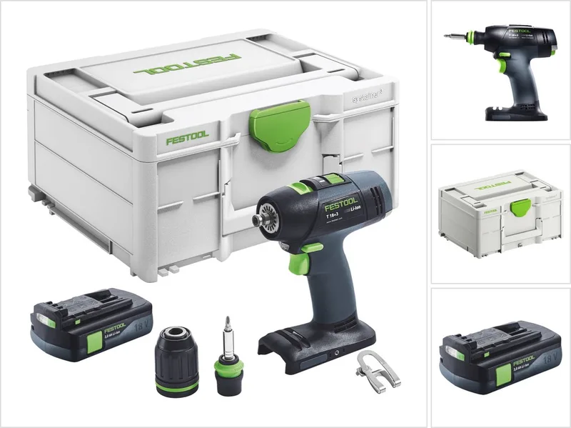 T 18+3 Basic accuschroefboormachine 18 V 50 Nm borstelloos + 1x accu 3.0 Ah + systainer - zonder oplader von Festool – Produktbild
