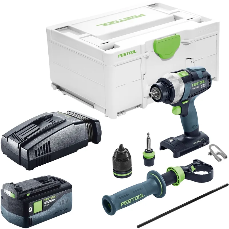 TDC 18/4-Basic accuboormachine 18 V 75 Nm borstelloos + 1x accu 5,0 Ah + snellader + Systainer von Festool – Produktbild