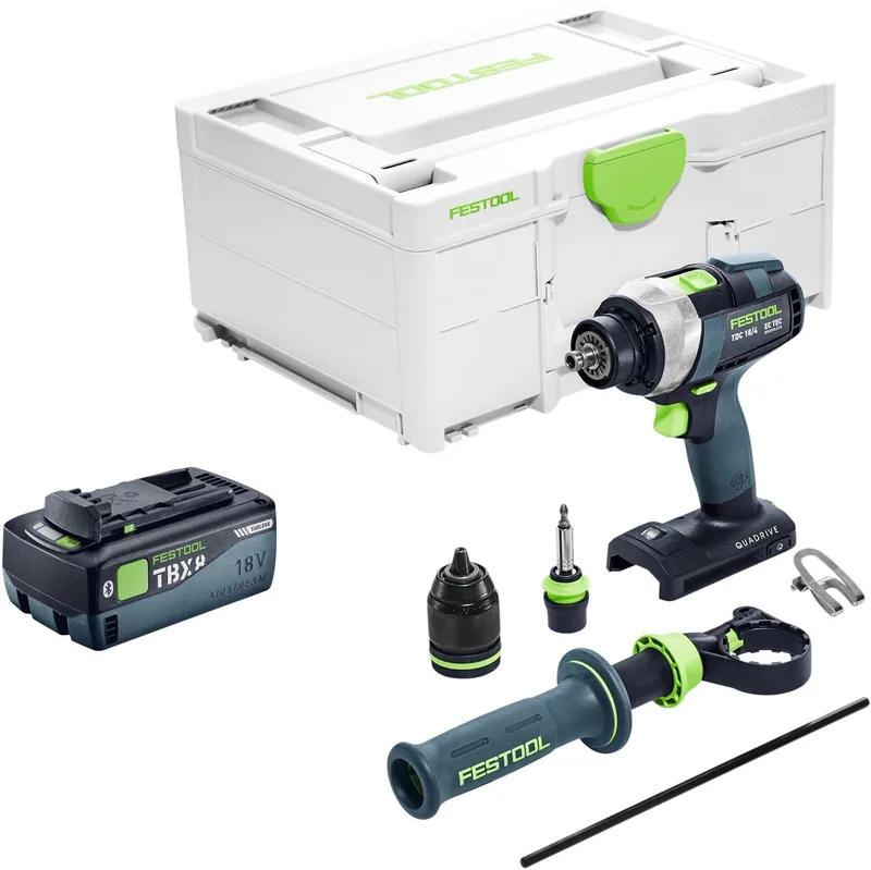 TDC 18/4 Basic accuschroefboormachine 18 V 75 Nm borstelloos + 1x accu 8.0 Ah + snellader + systainer van Festool – productafbeelding