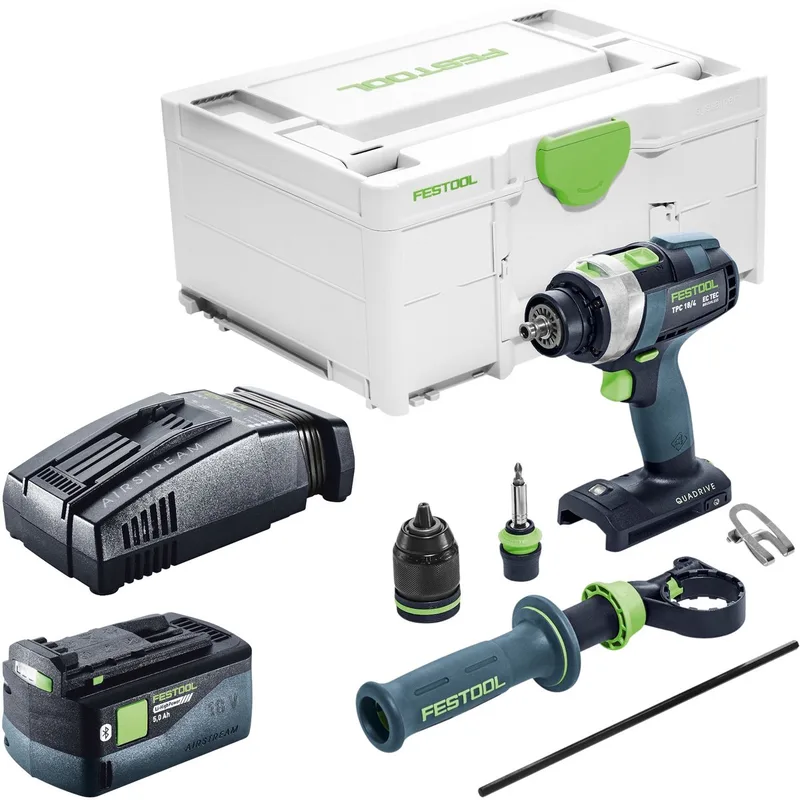 TPC 18/4-Basic accu-slagboormachine 18 V 75 Nm + 1x accu 5,0 Ah + snellader + Systainer fra Festool – produktbillede