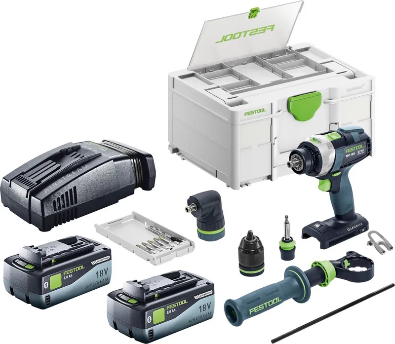 TPC 18/4 Basic Set accu-slagboormachine 18 V 75 Nm borstelloos + 2x accu 8.0 Ah + snellader + systainer by Festool – product image