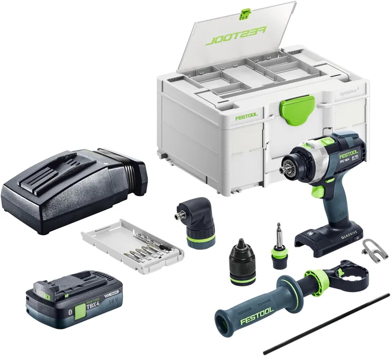 TPC 18/4-Basic-Set accu-slagboormachine 18 V 75 Nm borstelloos + 1x accu 4,0 Ah + oplader + Systainer von Festool – Produktbild