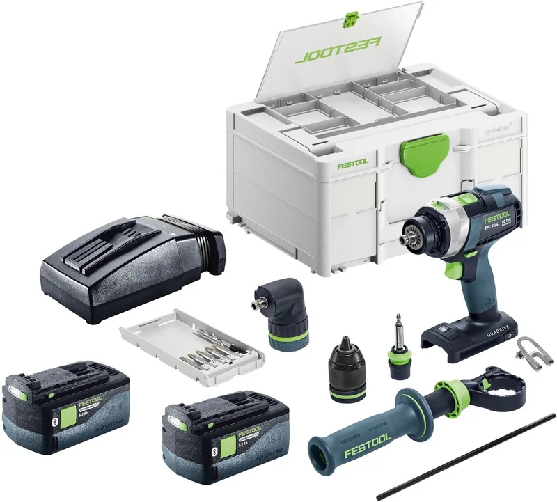TPC 18/4-Basic-Set accu-slagboormachine 18 V 75 Nm borstelloos + 2x accu 5,0 Ah + lader + Systainer by Festool – product image
