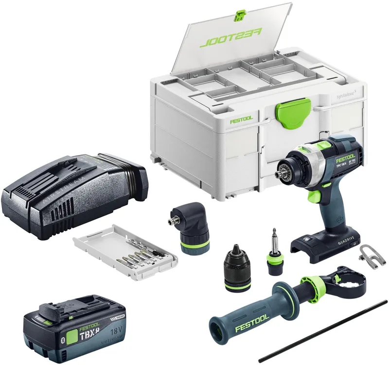 TPC 18/4-Basic-Set accu-slagboormachine 18 V 75 Nm borstelloos + 1x accu 8,0 Ah + snellader + Systainer van Festool – productafbeelding